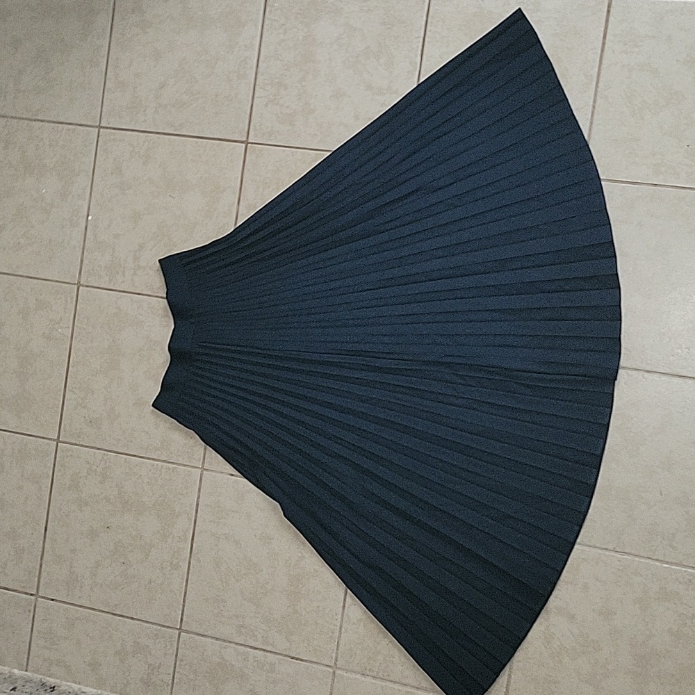 Elegant Navy Pleated Skirt - Picture 2 of 7